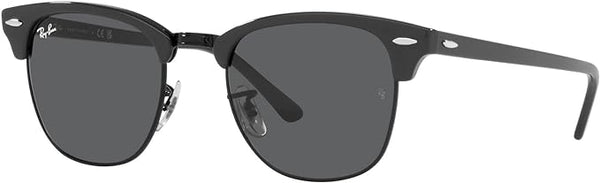 RAY-BAN CLUBMASTER SQUARE SUNGLASSES, GREY ON BLACK/DARK GREY, RB3016 55