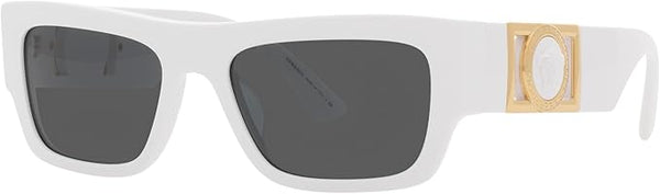 VERSACE MAN SUNGLASSES WHITE FRAME, DARK GREY LENSES, 53