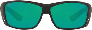 COSTA DEL MAR MENS CAT CAY RECTANGULAR SUNGLASSES, BLACKOUT/COPPER GREEN MIRRORED POLARIZED-580P, 61