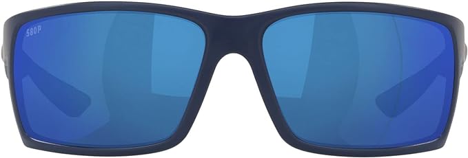 COSTA DEL MAR MENS REEFTON RECTANGULAR SUNGLASSES, MATTE DARK BLUE/BLUE MIRRORED POLARIZED-580P, 64