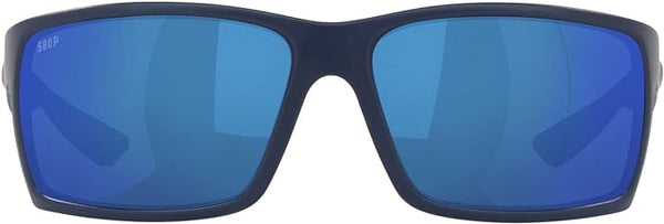 COSTA DEL MAR MENS REEFTON RECTANGULAR SUNGLASSES, MATTE DARK BLUE/BLUE MIRRORED POLARIZED-580P, 64