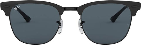 RAY-BAN CLUBMASTER METAL SQUARE SUNGLASSES, MATTE BLACK ON BLACK/BLUE, RB3716 51