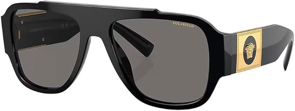 VERSACE VE 4436U BLACK PLASTIC PILLOW SUNGLASSES GREY POLARIZED LENS, 57