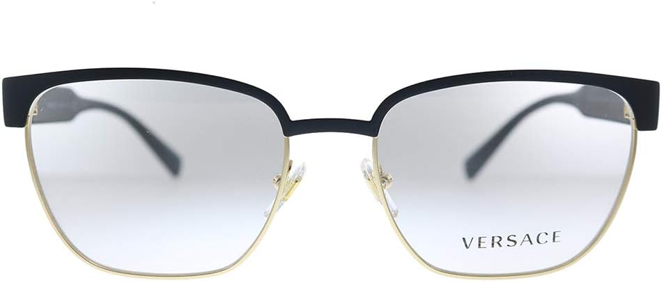 VERSACE VE 1264 1436_5 MATTE BLACK GOLD METAL OVAL EYEGLASSES 54