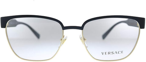 VERSACE VE 1264 1436_5 MATTE BLACK GOLD METAL OVAL EYEGLASSES 54