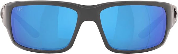 COSTA DEL MAR MENS FANTAIL RECTANGULAR SUNGLASSES, MATTE GREY/BLUE MIRRORED POLARIZED-580G, 59