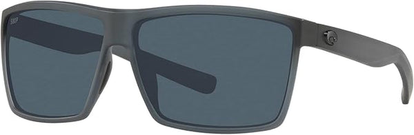 COSTA DEL MAR MENS RINCON FISHING AND WATERSPORTS RECTANGULAR SUNGLASSES, MATTE SMOKE CRYSTAL/GREY POLARIZED-580P, 63