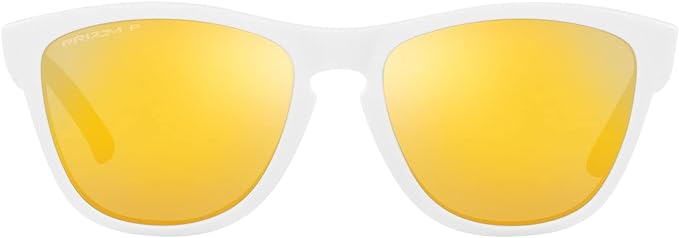 OAKLEY MEN'S  FROGSKINS LOW BRIDGE FIT SQUARE SUNGLASSES, MATTE WHITE/PRIZM 24K POLARIZED, 0OO9245 54