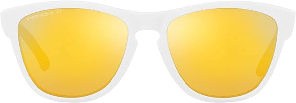 OAKLEY MEN'S  FROGSKINS LOW BRIDGE FIT SQUARE SUNGLASSES, MATTE WHITE/PRIZM 24K POLARIZED, 0OO9245 54