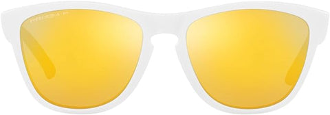 OAKLEY MEN'S  FROGSKINS LOW BRIDGE FIT SQUARE SUNGLASSES, MATTE WHITE/PRIZM 24K POLARIZED, 0OO9245 54