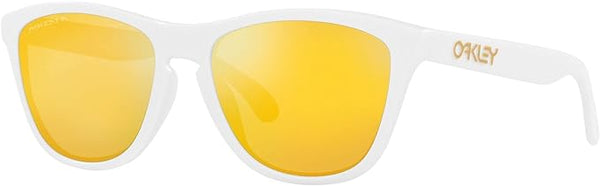 OAKLEY MEN'S  FROGSKINS LOW BRIDGE FIT SQUARE SUNGLASSES, MATTE WHITE/PRIZM 24K POLARIZED, 0OO9245 54