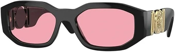 VERSACE VE 4361 GB1/84 BLACK PLASTIC GEOMETRIC SUNGLASSES PINK LENS, 53