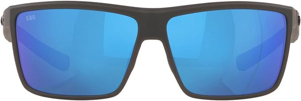 COSTA DEL MAR MENS RINCONCITO RECTANGULAR SUNGLASSES, MATTE GREY/BLUE MIRRORED POLARIZED-580G, 60