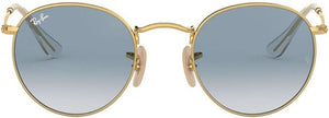 RAY-BAN ROUND FLAT LENS SUNGLASSES, GOLD/CLEAR GRADIENT BLUE, RB3447N 50