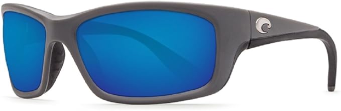 COSTA DEL MAR MENS JOSE RECTANGULAR SUNGLASSES, MATTE GREY/BLUE MIRRORED POLARIZED-580G, 62