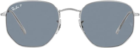 RAY-BAN HEXAGONAL FLAT LENS SUNGLASSES, SILVER/POLARIZED BLUE, RB3548N 54