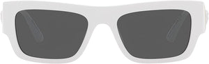 VERSACE MAN SUNGLASSES WHITE FRAME, DARK GREY LENSES, 53