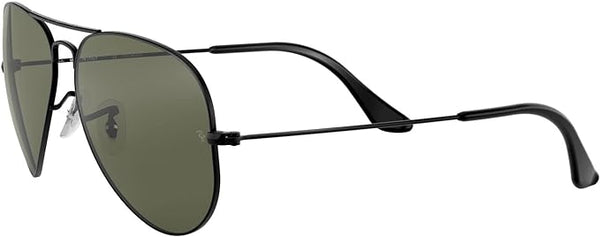 RAY-BAN CLASSIC AVIATOR SUNGLASSES, BLACK/POLARIZED G-15 GREEN, RB3025 62