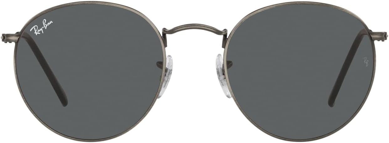 RAY-BAN ROUND METAL SUNGLASSES, ANTIQUE GUNMETAL/DARK GREY, RB3447 50