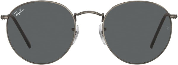 RAY-BAN ROUND METAL SUNGLASSES, ANTIQUE GUNMETAL/DARK GREY, RB3447 47