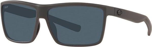 COSTA DEL MAR MENS RINCONCITO RECTANGULAR SUNGLASSES, MATTE GREY/GREY POLARIZED-580P, 60