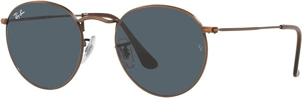 RAY-BAN ROUND METAL SUNGLASSES, ANTIQUE COPPER/BLUE, RB3447 53