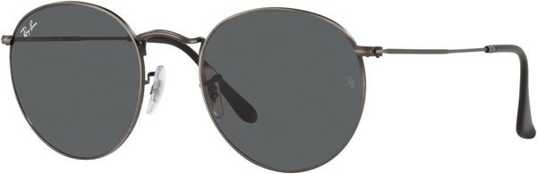 RAY-BAN ROUND METAL SUNGLASSES, ANTIQUE GUNMETAL/DARK GREY, RB3447 47