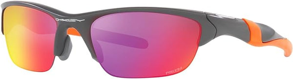 OAKLEY MEN'S HALF JACKET 2.0 LOW BRIDGE FIT RECTANGULAR SUNGLASSES, MATTE DARK GREY/PRIZM ROAD, OO9153 62