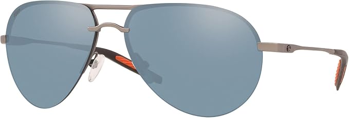 COSTA DEL MAR MENS HELO AVIATOR SUNGLASSES, MATTE SILVER/GREY SILVER MIRRORED POLARIZED-580P, 61