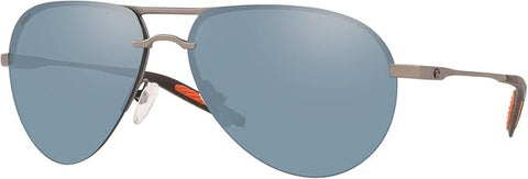 COSTA DEL MAR MENS HELO AVIATOR SUNGLASSES, MATTE SILVER/GREY SILVER MIRRORED POLARIZED-580P, 61