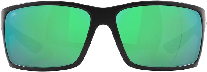 COSTA DEL MAR MENS REEFTON RECTANGULAR SUNGLASSES, BLACKOUT/GREEN MIRRORED POLARIZED-580G, 64