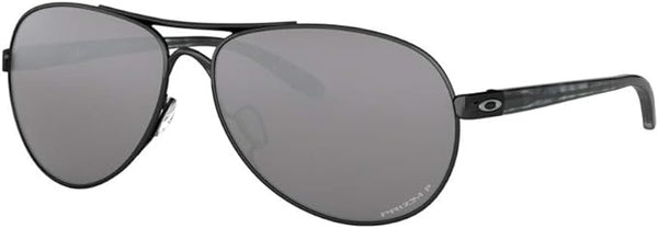 OAKLEY WOMEN'S FEEDBACK AVIATOR SUNGLASSES, POLISHED BLACK/PRIZM BLACK POLARIZED, OO4079 59