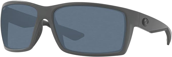 COSTA DEL MAR MENS REEFTON RECTANGULAR SUNGLASSES, MATTE GREY/GREY POLARIZED-580P, 64