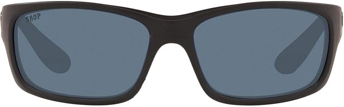 COSTA DEL MAR MENS JOSE RECTANGULAR SUNGLASSES, BLACKOUT/GREY POLARIZED-580P, 62