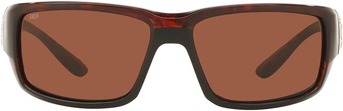 COSTA DEL MAR MENS FANTAIL RECTANGULAR SUNGLASSES, TORTOISE/COPPER POLARIZED-580P, 59