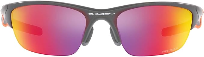 OAKLEY MEN'S HALF JACKET 2.0 LOW BRIDGE FIT RECTANGULAR SUNGLASSES, MATTE DARK GREY/PRIZM ROAD, OO9153 62