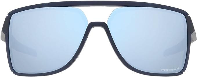 OAKLEY MEN'S CASTEL RECTANGULAR SUNGLASSES, MATTE TRANSPARENT BLUE/PRIZM DEEP WATER POLARIZED, OO9147 63