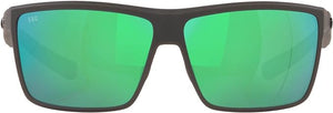 COSTA DEL MAR MENS RINCONCITO RECTANGULAR SUNGLASSES, MATTE GREY/GREEN MIRRORED POLARIZED-580G, 60