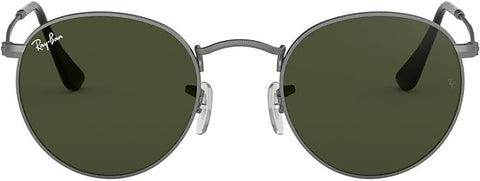 RAY-BAN ROUND METAL SUNGLASSES, MATTE GUNMETAL/G-15 GREEN, RB3447 50