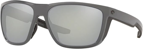 COSTA DEL MAR MENS FERG SQUARE SUNGLASSES, SHINY GREY/SUNRISE SILVER MIRRORED POLARIZED-580G, 59