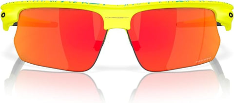 OAKLEY MEN'S BISPHAERA RECTANGULAR SUNGLASSES, INNER SPARK OLYMPIC MATTE TENNIS BALL YELLOW/CELESTE/PRIZM RUBY, OO9400 68