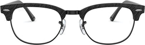 RAY-BAN CLUBMASTER SQUARE PRESCRIPTION EYEGLASS FRAMES, WRINKLED BLACK ON BLACK/DEMO LENS, RX5154 51