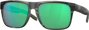 COSTA DEL MAR MENS SPEARO XL FISHING AND WATERSPORTS SQUARE SUNGLASSES, MATTE REEF/GREEN MIRRORED POLARIZED-580G, 59