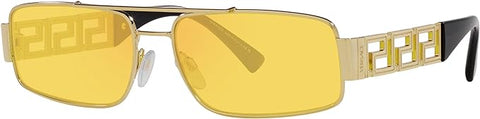 VERSACE MAN SUNGLASSES GOLD FRAME, YELLOW MIRROR RED LENSES, 60