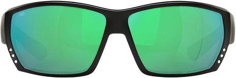 COSTA DEL MAR MENS TUNA ALLEY RECTANGULAR SUNGLASSES, MATTE BLACK/COPPER GREEN MIRRORED POLARIZED-580G, 62