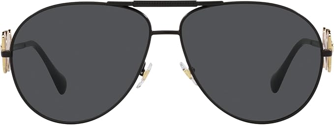 VERSACE UNISEX SUNGLASSES MATTE BLACK FRAME, DARK GREY LENSES, 65