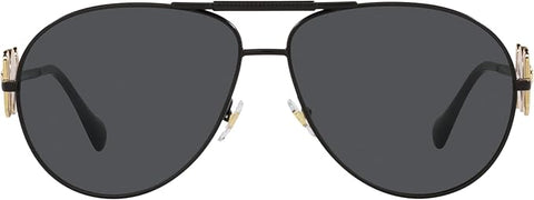 VERSACE UNISEX SUNGLASSES MATTE BLACK FRAME, DARK GREY LENSES, 65