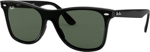 RAY-BAN BLAZE WAYFARER SQUARE SUNGLASSES, BLACK/DARK GREEN, RB4440N 41