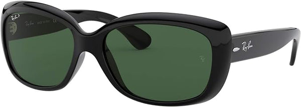 RAY-BAN WOMENS JACKIE OHH SUNGLASSES, BLACK/GREEN POLARIZED, RB4101 58