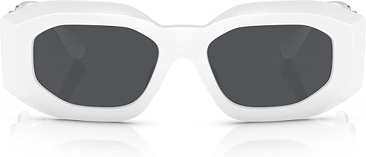 VERSACE VE 4425U 314/87 IRREGULAR PLASTIC WHITE SUNGLASSES WITH DARK GREY SOLID COLOR LENS, 54